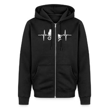 Heart Beat Roller Skate - Unisex Premium Bio Zip Hoodie - Schwarz - Vorne - Nico (187cm) & Julia (174cm)