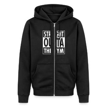 Straight Outta The Gym - Unisex Premium Organic Zip Hoodie - black - Front - Nico (187cm) & Julia (174cm)
