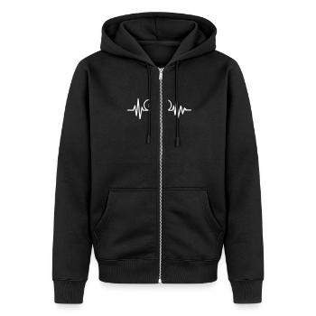 Vélo à rythme cardiaque - Veste à capuche bio Premium Unisexe - noir - Devant - Nico (187cm) & Julia (174cm)
