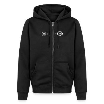 Happy Musician - Unisex Premium Bio Zip Hoodie - Schwarz - Vorne - Nico (187cm) & Julia (174cm)