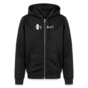 Firefighter - Unisex Premium Bio Zip Hoodie - Schwarz - Vorne - Nico (187cm) & Julia (174cm)