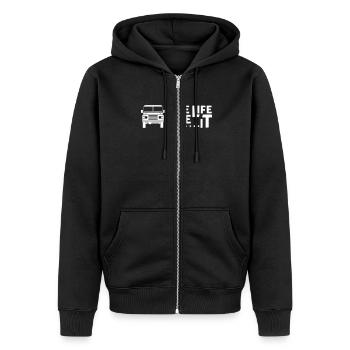 One Life Live it - Unisex Premium Organic Zip Hoodie - black - Front - Nico (187cm) & Julia (174cm)