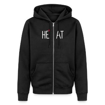 Heimat - Unisex Premium Bio Zip Hoodie - Schwarz - Vorne - Nico (187cm) & Julia (174cm)