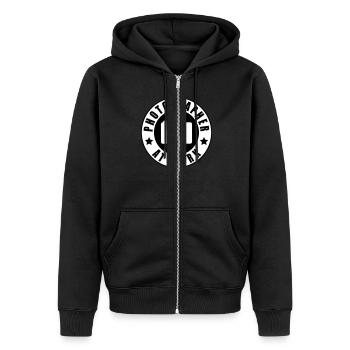 Photographer at work - Unisex Premium Organic Zip Hoodie - black - Front - Nico (187cm) & Julia (174cm)