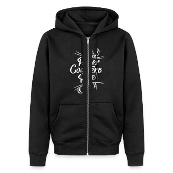 Roller Coasters Rule - Unisex Premium Bio Zip Hoodie - Schwarz - Vorne - Nico (187cm) & Julia (174cm)