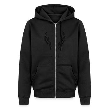 Cerf bois de cerf tête cadeau nature géométrie - Veste à capuche bio Premium Unisexe - noir - Devant - Nico (187cm) & Julia (174cm)