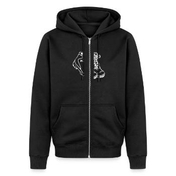 Hiking shoes - Unisex Premium Bio Zip Hoodie - Schwarz - Vorne - Nico (187cm) & Julia (174cm)