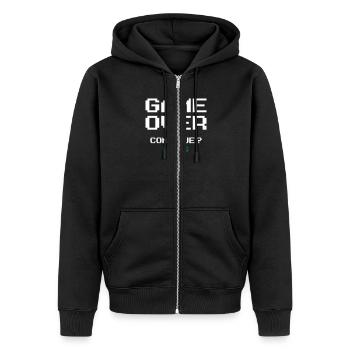Fin du jeu - Veste à capuche bio Premium Unisexe - noir - Devant - Nico (187cm) & Julia (174cm)