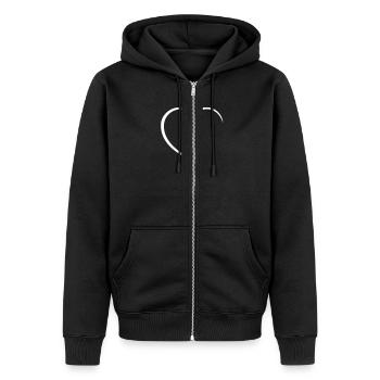 Herz // Liebe // Valentinstag // Geburtstag - Unisex Premium Bio Zip Hoodie - Schwarz - Vorne - Nico (187cm) & Julia (174cm)