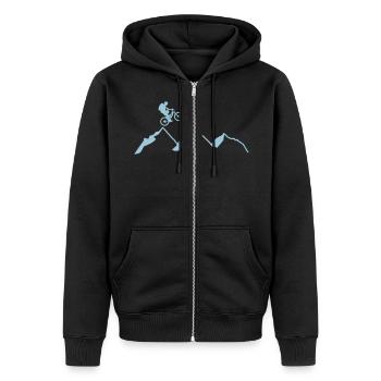 Mountain bike - Unisex Premium Organic Zip Hoodie - black - Front - Nico (187cm) & Julia (174cm)