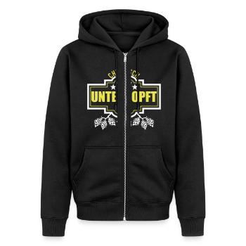 Unterhopft 1973 - Unisex Premium Bio Zip Hoodie - Schwarz - Vorne - Nico (187cm) & Julia (174cm)