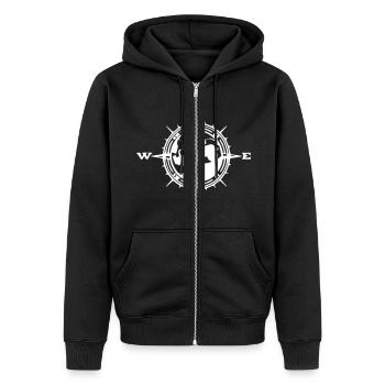 Montagne pour jeeps - Veste à capuche bio Premium Unisexe - noir - Devant - Nico (187cm) & Julia (174cm)