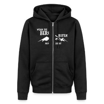 Wenn die Berge Rufen muss - Unisex Premium Bio Zip Hoodie - Schwarz - Vorne - Nico (187cm) & Julia (174cm)