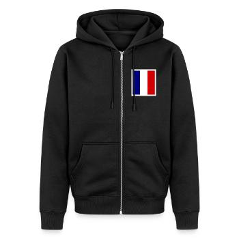 Flag France Classic - Unisex Premium Organic Zip Hoodie - black - Front - Nico (187cm) & Julia (174cm)
