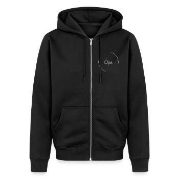 Opa - Unisex Premium Bio Zip Hoodie - Schwarz - Vorne - Nico (187cm) & Julia (174cm)