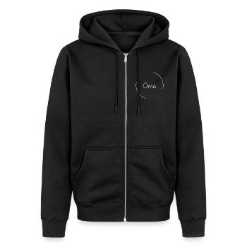 Oma - Unisex Premium Bio Zip Hoodie - Schwarz - Vorne - Nico (187cm) & Julia (174cm)
