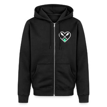 Kanu Kajak Herz Paddel Welle Outdoor Sport - Unisex Premium Bio Zip Hoodie - Schwarz - Vorne - Nico (187cm) & Julia (174cm)