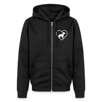Chien Coeur Silhouette Cadeau Amoureux des Animaux - Veste à capuche bio Premium Unisexe - noir - Devant - Nico (187cm) & Julia (174cm)