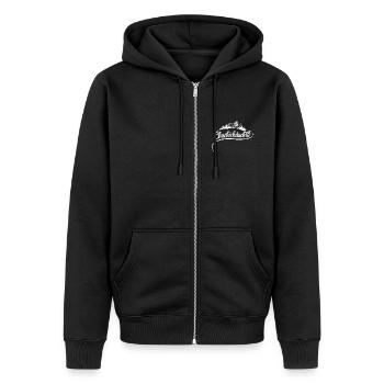 Chuchichäschtli - Schweizer Kultbegriff - Unisex Premium Bio Zip Hoodie - Schwarz - Vorne - Nico (187cm) & Julia (174cm)