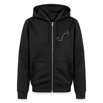 Linienführung des Sternbilds Skorpion, Tierkreis - Unisex Premium Bio Zip Hoodie - Schwarz - Vorne - Nico (187cm) & Julia (174cm)