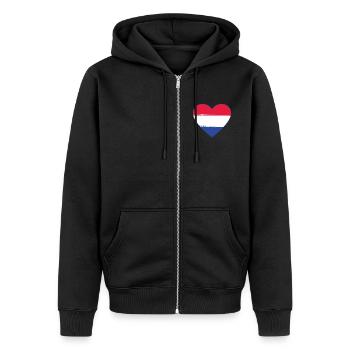 Holland Flag Heart used - Unisex Premium Organic Zip Hoodie - black - Front - Nico (187cm) & Julia (174cm)