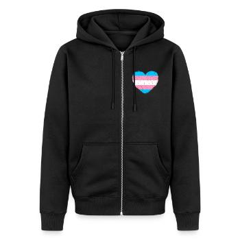Trans* Heart | In vintage style - Unisex Premium Organic Zip Hoodie - black - Front - Nico (187cm) & Julia (174cm)
