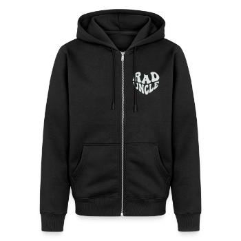 Retro Rad Uncle Heart - Cool Uncle (Custom Color) - Unisex Premium Organic Zip Hoodie - black - Front - Nico (187cm) & Julia (174cm)
