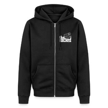 Skull Logo - dark collection - Unisex Premium Organic Zip Hoodie - black - Front - Nico (187cm) & Julia (174cm)