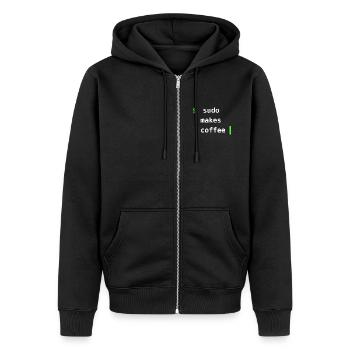 Sudo Makes Coffee - IT- & Linux-Shirt - Unisex Premium Bio Zip Hoodie - Schwarz - Vorne - Nico (187cm) & Julia (174cm)