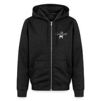 Anime Strength Training Dumbbell Lifter - Unisex Premium Organic Zip Hoodie - black - Front - Nico (187cm) & Julia (174cm)