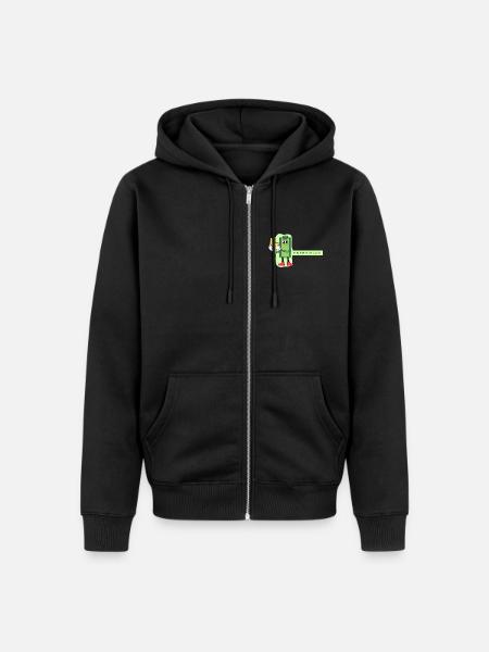 Energielos Akku Cartoon - Unisex Premium Bio Zip Hoodie - Schwarz