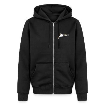 Fischland Darss Zingst (D.I.Y.) - Unisex Premium Bio Zip Hoodie - Schwarz - Vorne - Nico (187cm) & Julia (174cm)