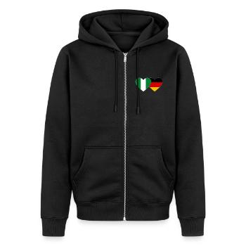 Drapeau du Nigeria Allemagne Coeur - Veste à capuche bio Premium Unisexe - noir - Devant - Nico (187cm) & Julia (174cm)