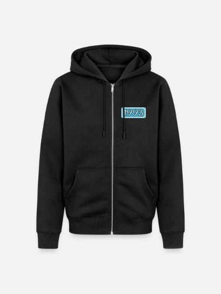Year 1993 - Year 93 - LETTERING - Unisex Premium Organic Zip Hoodie - black