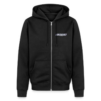 Bitcoin est 2009 - Variant - Unisex Premium Bio Zip Hoodie - Schwarz - Vorne - Nico (187cm) & Julia (174cm)