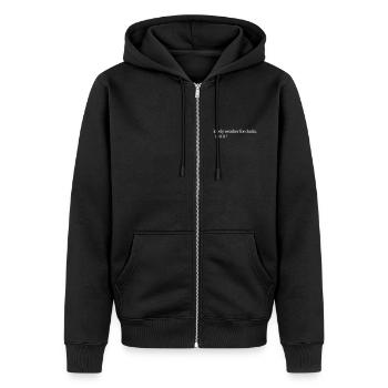 Lovely Weather for Ducks: British Rain Edition - Unisex Premium Organic Zip Hoodie - black - Front - Nico (187cm) & Julia (174cm)