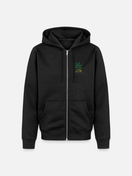 Pineapple Sketch – Fresh Fruit Graphic - Unisex Premium Organic Zip Hoodie - black