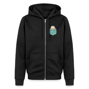 Tasche Baby Tasche Baby Lustige Babyparty Geschenk - Unisex Premium Bio Zip Hoodie - Schwarz - Vorne - Nico (187cm) & Julia (174cm)