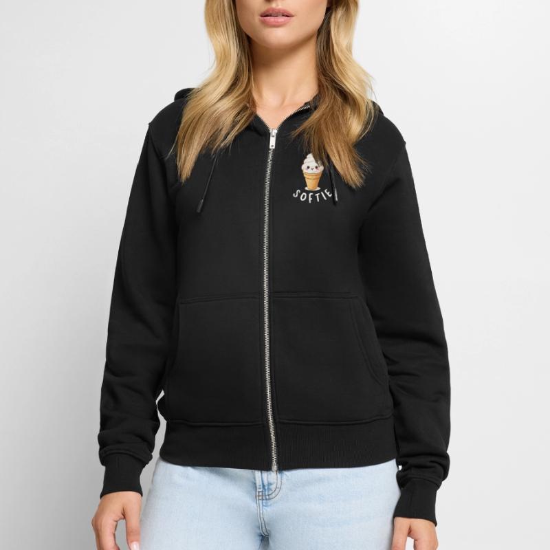 Softie. Softeis Liebe Eiscreme Statement Unisex Premium Bio Zip Hoodie