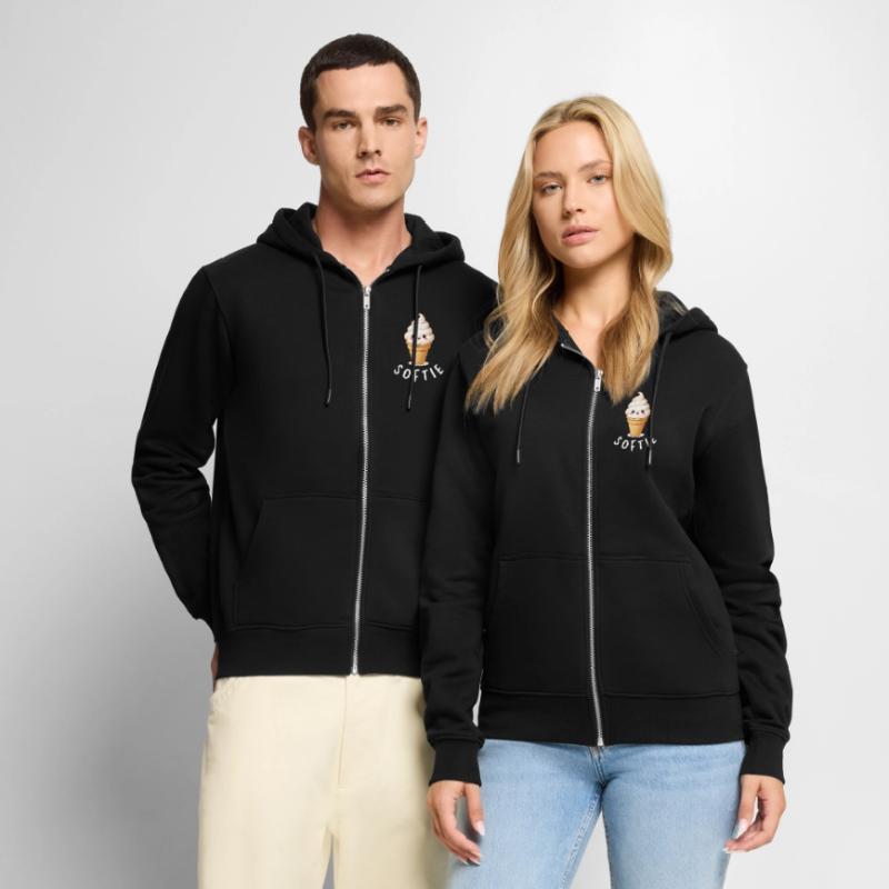 Softie. Softeis Liebe Eiscreme Statement Unisex Premium Bio Zip Hoodie