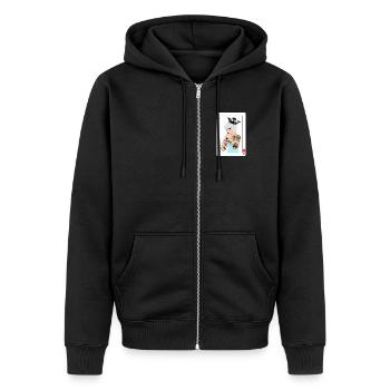 Punk Tile Lady Karte - Unisex Premium Bio Zip Hoodie - Schwarz - Vorne - Nico (187cm) & Julia (174cm)