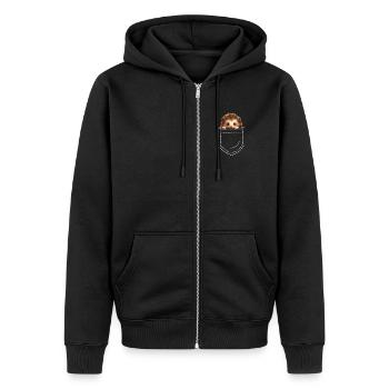 Igel - Unisex Premium Bio Zip Hoodie - Schwarz - Vorne - Nico (187cm) & Julia (174cm)