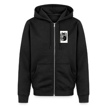 Fox in the Blossom Dance - Unisex Premium Organic Zip Hoodie - black - Front - Nico (187cm) & Julia (174cm)