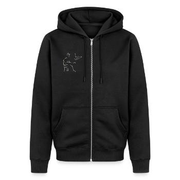 Blues-Gitarrist - Unisex Premium Bio Zip Hoodie - Schwarz - Vorne - Nico (187cm) & Julia (174cm)