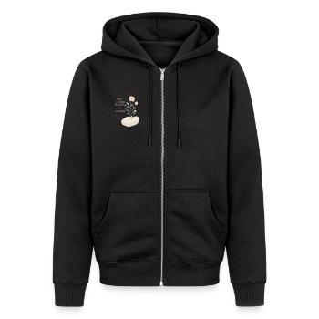 Inspirierendes Blumenmotiv - Hoffnung und Stärke - Unisex Premium Bio Zip Hoodie - Schwarz - Vorne - Nico (187cm) & Julia (174cm)