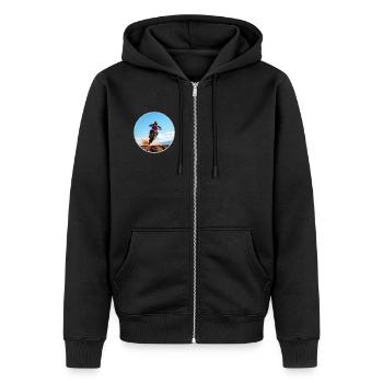 Motocross colour logo - Light Grey - Unisex Premium Organic Zip Hoodie - black - Front - Nico (187cm) & Julia (174cm)