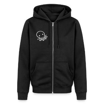 Liegender Oktopus One Line Meeresmotiv - Unisex Premium Bio Zip Hoodie - Schwarz - Vorne - Nico (187cm) & Julia (174cm)