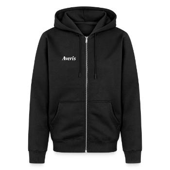 Averis Pullover  - Unisex Premium Bio Zip Hoodie - Schwarz - Vorne - Nico (187cm) & Julia (174cm)