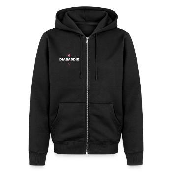Diabaddie-Logo - Unisex Premium Bio Zip Hoodie - Schwarz - Vorne - Nico (187cm) & Julia (174cm)