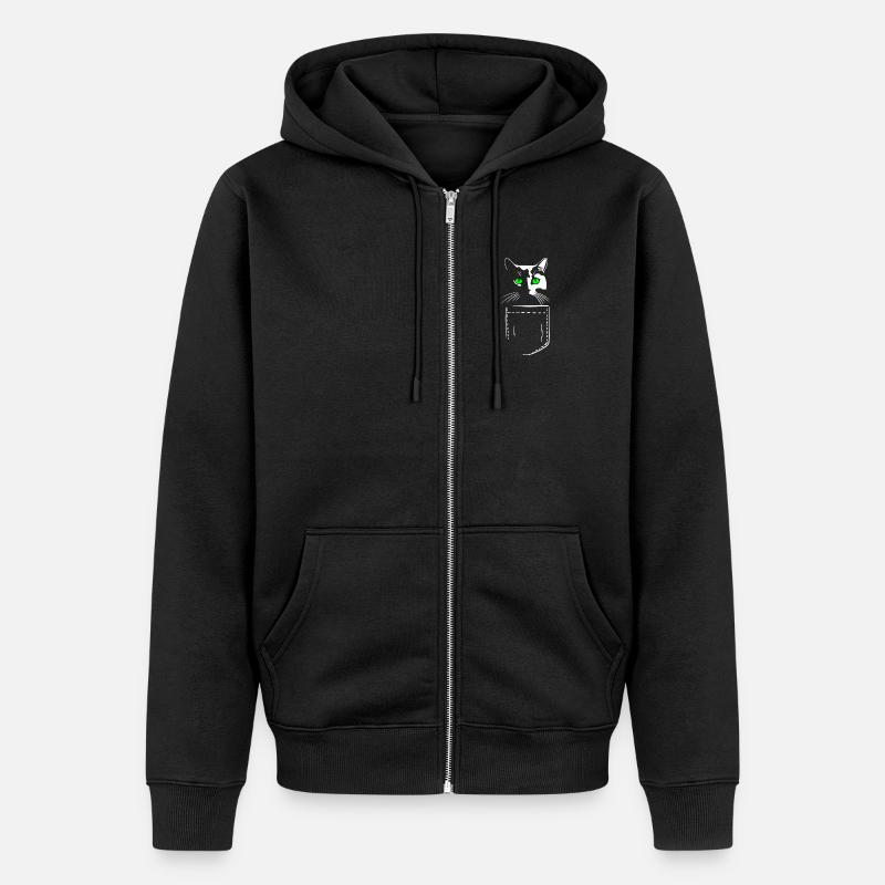 Look chat dans une poche - poche poitrine - Veste à capuche bio Premium Unisexe - noir